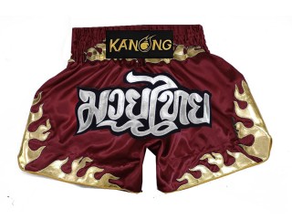 Kanong Muay Thaiboksing Shorts Kickboksing : KNS-145-Maroon