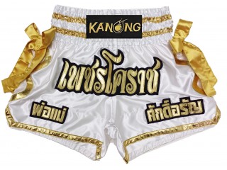 Personlig Muay Thai Shorts : KNSCUST-1219 Hvit