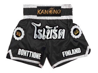 Personlig Muay Thai Shorts : KNSCUST-1242-Svart