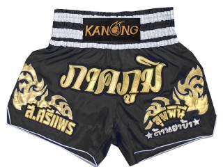 Personlig Muay Thai Shorts : KNSCUST-1249-Svart