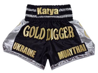 Personlig Muay Thai Shorts : KNSCUST-1258 Svart